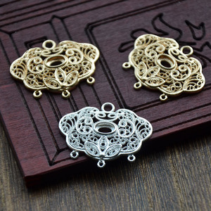 <b>Copper</b> Filigree Lotus Connectors Gold Silver Plated For <b>Bracelet</b> Making DIY Jewelry Findings - Product Image 1