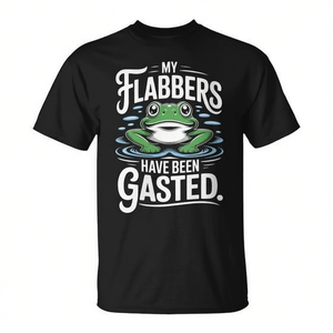 T-shirt Frog Humor My Flabbers Have Been Gasted Design en coton noir pour adulte unisexe - Product Image 2