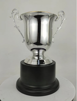 Trophée de tennis en métal argenté brillant durable en stock avec base noire gravée au laser – Trophée classique pour les compétitions sportives