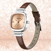 Montre à quartz pour femme SANDA, design minimaliste, bracelet en cuir rose gold, style sport et mode