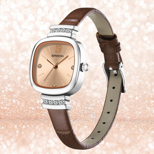 Montres à quartz en <span class=keywords><strong>cuir</strong></span> pour femmes SANDA, marque haut de gamme, style minimaliste, <span class=keywords><strong>bracelet</strong></span> en <span class=keywords><strong>cuir</strong></span> or rose, <span class=keywords><strong>montre</strong></span> classique pour <span class=keywords><strong>femme</strong></span> - Product Image 3