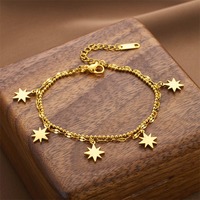 Bracelets et Joncs Octogonaux Étoilés Plaqué Or en Acier Inoxydable Imperméables Style Coréen pour Femmes – Meilleures Ventes, Ne Ternissent Pas