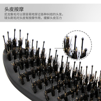 Hisenlee-brosse à cheveux démêlante de luxe, brosse à barbe courbée, peigne à poils de sanglier de petite taille