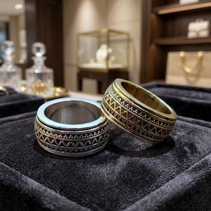 Anillo giratorio de latón hecho a mano de la mejor calidad, juego de anillos de diseño intercambiables chapados en plata, venta al por mayor - Product Image 1