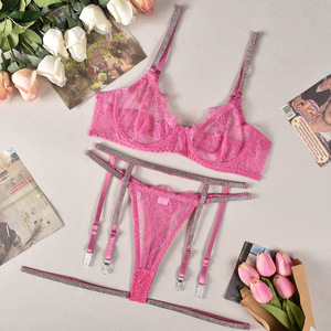 Ensemble de Lingerie Sexy de Luxe Brodé en Dentelle Transparente, Kit Soutien-Gorge et Culotte à Strass pour Femme, Vente Chaude - Product Image 6