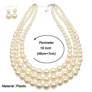 सस्ते चीनी चोकर पार्टी गोल आकार मोती गहने हार और बालियां - Product Image 3