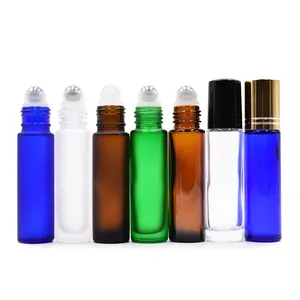 Rollo de vidrio de 10ml en botellas de aceite esencial aceite contenedores de prueba de muestra frascos de aceite esencial con bola de rodillo
