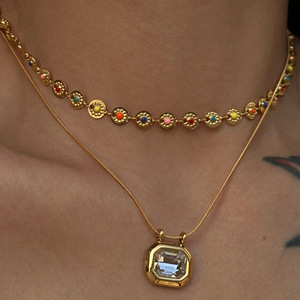 Collana con Pendente in Zircone Personalizzata, Gioielli in Acciaio Inossidabile Placcato Oro per Donne, Colliers Bijoux Collares Joyas Colar Joias - Product Image 3