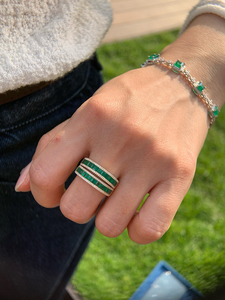 Anillo <span class=keywords><strong>de</strong></span> Boda LUOWEND <span class=keywords><strong>de</strong></span> Oro Amarillo <span class=keywords><strong>de</strong></span> 18K con Esmeralda Natural para Mujer - Product Image 6