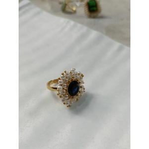 Plaqué or bleu pierre perle traditionnelle bague de doigt bijoux réglable bague cadeau pour hommes et femmes produit en vrac - Product Image 3