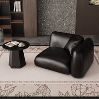 Fauteuil de salon moderne en cuir PU noir, luxueux, durable et écologique, idéal pour les hôtels, les salons et les petits espaces familiaux