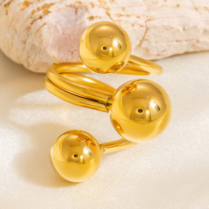 European Style Titanium Steel <b>Ring</b> Ball Shape U Shaped Geometric Open <b>Ring</b> Unisex Jewelry Gift - Product Image 2