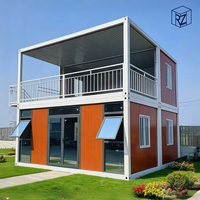 Maison préfabriquée à deux étages avec mur-rideau entièrement vitré, installation rapide, bureau modulaire, bâtiment commercial Ray-Zen