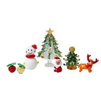 Handgefertigte Murano-Glas Weihnachtsornamente Weihnachtsmann Baum Rentier Figuren Set Festliche Tischdekoration