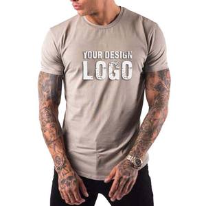 Camiseta Deportiva Ajustada y Delgada Personalizada al por Mayor para Hombre, Camiseta Deportiva de Alta Calidad 100% Algodón de Color Sólido para Correr - Product Image 3