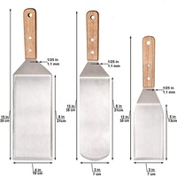 Ensemble de spatules professionnelles en acier inoxydable résistant à la chaleur, outils de barbecue au charbon de bois, manche en bois, spatule à crêpes et hamburgers, boîte