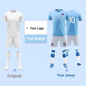 Ensemble de maillots de football pour enfants sur mesure en gros, polyester, vêtements de sport à séchage rapide, respirant, maillot d'équipe et short - Product Image 3