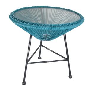 22 pouces Patio Intérieur et Extérieur En Rotin Ensemble Assorti <span class=keywords><strong>Acapulco</strong></span> <span class=keywords><strong>Table</strong></span> D'appoint <span class=keywords><strong>Table</strong></span> <span class=keywords><strong>Basse</strong></span> En verre, Bleu - Product Image 1