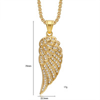 Colliers Pendentifs Ailes d'Ange en Acier Inoxydable 316L Incrustés de Zircon, Bijoux Hip Hop Étanche pour Hommes, Vente en Gros