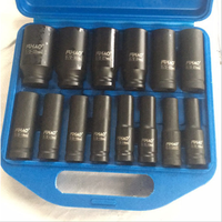 Jeu de douilles à choc profond 1/2 pouce, 14 pièces, CrMo, couleur noire