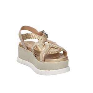Sandales compensées Stonefly Donna en bois de santal beige et or, talon de 5 cm, taille 37 - Product Image 4