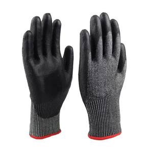 Guantes de Trabajo Resistentes al Corte Nivel E ANSI A5 Recubiertos de PU Negro Ajuste Elástico Cómodo Protección Anticorte Nivel 5 - Product Image 1