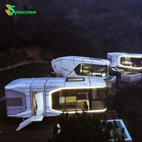 Cabine mobile préfabriquée moderne en forme de capsule spatiale, entièrement équipée et transportable, pour camping, hôtel, zone touristique, chalet de vacances