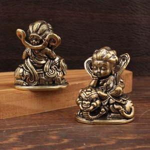 Chinese Classical Bronze Manjushri Bodhisattva Statue Figure Desktop Ornament Home Office <b>Decor</b> Brass Sculpture - Product Image 2