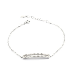 Personal Poesy Bracelet Bar Blanc CZ Bracelet à breloques ouvert 925 - Product Image 5