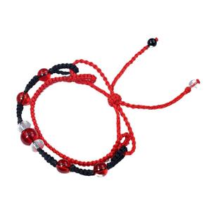 Hot New Anime <span class=keywords><strong>Genshin</strong></span> <span class=keywords><strong>Impact</strong></span> pulsera trenzada para hombres mujeres dibujos animados cuerda roja <span class=keywords><strong>cuentas</strong></span> negras pulsera tejida ajustable para mujeres - Product Image 5