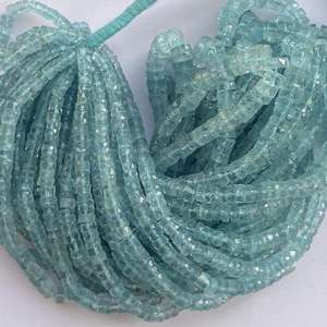 Cuentas de Piedra de Aguamarina Azul Natural de 4 mm, 6 mm y 8 mm, Facetadas, para Joyería, Hechas a Mano en India, Certificadas por IGI - Product Image 2
