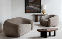 Ensemble de canapés modulaires et fauteuils d'appoint en tissu bouclé, design nordique moderne de luxe, pour salon et hôtel
