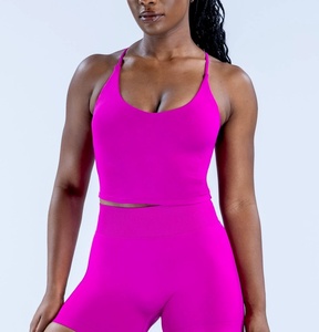 Cao Eo Vest Crop Top Activewear Quần Short Scrunch Xà Cạp Bộ Thể Thao Mặc Phòng Tập Thể Dục Tập Thể Dục Bộ - Product Image 2