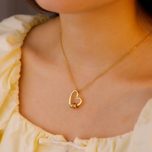 Collar con Colgante de Acero Inoxidable y Latón con Nombre de Familia y Corazón de Moda, Joyería para Cumpleaños, Navidad, para Madre, Abuela, Esposa, Amigas - Product Image 6