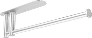Portarrollos de Cocina para Debajo del Gabinete, Diseño de Doble Barra Resistente, Autoadhesivo y con Tornillos Adhesivos, Acero Inoxidable Negro - Product Image 4