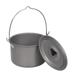 Outdoor Picknick Single Pot Aluminium oxid Camping Hängender Sitztopf 5-8 Personen Marching Large Camp Pot Set