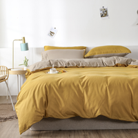 Vente en gros housse de couette simple duo draps en lin ensemble de literie trois pièces en polyester housse de couette à panneau solide à double couleur