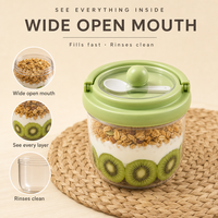 Bol à yaourt portable avec couvercle et cuillère, tasse transparente pour petit-déjeuner, salade de fruits, dessert, soupe sucrée, céréales, collation, récipient pour repas