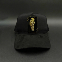 Casquette Trucker en Maille Aérée Noire Brodé avec Logo Personnalisé, Style Gothique Streetwear, ODM OEM, Gorras San Judas Tadeo, Chava Hats