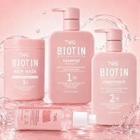 Ensemble de soins capillaires TWG OEM à la biotine et à la kératine, shampoing anti-chute de cheveux, masque capillaire à la kératine et au collagène, huile capillaire, shampoing et après-shampoing