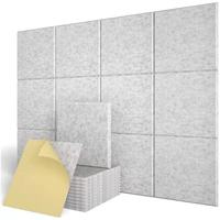 Panneaux acoustiques insonorisants en fibre de polyester, style carré solide, auto-adhésifs, pour l'exportation, lot de 12 pièces