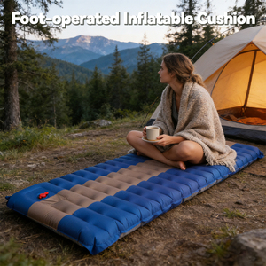 <span class=keywords><strong>Matelas</strong></span> de camping gonflable moderne super léger et pliable en PVC-nylon épaissi avec pompe à pied intégrée pour la randonnée et le trekking - Product Image 1