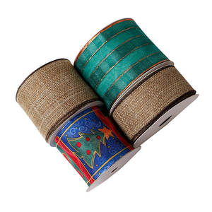 थोक प्राकृतिक वायर्ड जूट बर्प रिबन रोल जूट बैग रिबन रोल जूट रिबन रोल करते हैं - Product Image 6