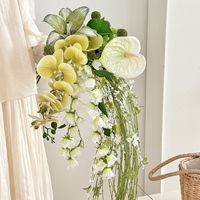 Bouquet de fleurs artificielles réalistes en gros, 7 couleurs, en soie, prêt à l'emploi, fabriqué à la machine, pour mariage, événement, décoration intérieure