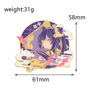 <span class=keywords><strong>Genshin</strong></span>-broche con cuenta de impacto de Anime, insignia esmaltada, Pin de solapa, regalo de joyería, Wendi Hu Tao Zhongli - Product Image 5