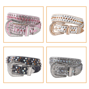 <span class=keywords><strong>Cintura</strong></span> in Pelle PU <span class=keywords><strong>con</strong></span> Strass Personalizzata, Fibbia in Lega <span class=keywords><strong>con</strong></span> Cristalli da 1,5 Pollici, <span class=keywords><strong>Cintura</strong></span> Glitterata <span class=keywords><strong>con</strong></span> <span class=keywords><strong>Brillantini</strong></span> - Product Image 2