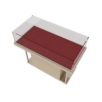 Comptoir de présentation de bijoux de luxe avec dessus en verre et revêtement en velours rouge pour boutique de détail