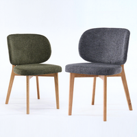 Chaise de salle à manger moderne en bois massif, écologique, avec coussin gris moelleux, design nordique simple pour la maison, le restaurant, le bureau et le commerce