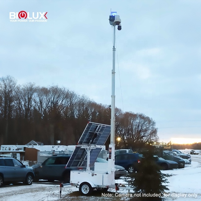 Solar Mobile CCTV Tower Surveillance Trailers Built-in Wiring Rotatable CCTV Box Remote Monitoring Solution Construction Site