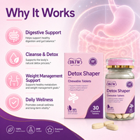 OKTW Detox Slim Comprimés à croquer pour la perte de poids, soutien digestif, certifié GMP, complément alimentaire, 30 comprimés
